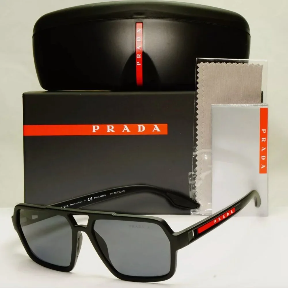 Versace Men's Black Polarized Sunglasses Full Set